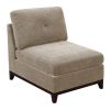 Modular Living Room Furniture Armless Chair Camel Chenille Fabric 1pc Cushion Armless Chair Couch Exposed Wooden base