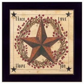 "Peace, Love, Hope, Joy" by Linda Spivey, Ready to Hang Framed Print, Black Frame