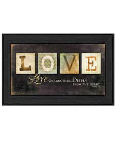 "Love One Another" by Marla Rae, Ready to Hang Framed Print, Black Frame