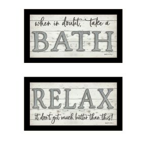 "Bath Relax" 2-Piece Vignette By Susie Boyer, Ready to Hang Framed Print, Black Frame