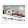 "Christmas Star Quilt Block Barn" by Billy Jacobs, Ready to Hang Framed Print, White Frame