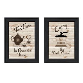 "Enjoy Tea Time" 2-Piece Vignette by Millwork Engineering, Black Frame