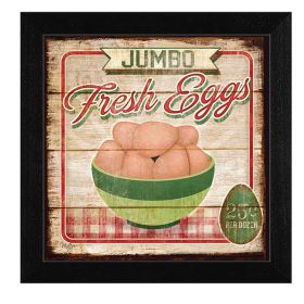 "Jumbo Fresh Eggs" By Mollie B., Printed Wall Art, Ready To Hang Framed Poster, Black Frame