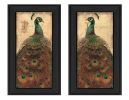 "Peacock Collection" 2-Piece Vignette By John Jones, Printed Wall Art, Ready To Hang Framed Poster, Black Frame