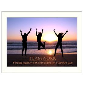 "Teamwork" By Trendy Decor4U, Printed Wall Art, Ready To Hang Framed Poster, White Frame