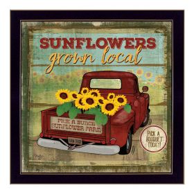 "Sunflowers From the Farm" By Mollie B., Printed Wall Art, Ready To Hang Framed Poster, Black Frame