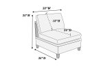 Living Room Furniture Armless Chair Light Grey Dorris Fabric 1pc Cushion Armless Chair Wooden Legs