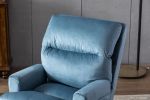 Soft Comfortable 1pc Accent Click Clack Chair with Ottoman Light Blue Fabric Upholstered Black Finish Legs Living Room Furniture