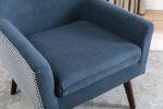 Casual Living Room Accent Chair and Side Table w Storage Blue Color Comfortable Contemporary Living Room Furniture