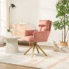 Pink Velvet Contemporary High-Back Upholstered Swivel Accent Chair