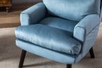 Soft Comfortable 1pc Accent Click Clack Chair with Ottoman Light Blue Fabric Upholstered Black Finish Legs Living Room Furniture