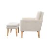 cream white velvet armchair with ottoman