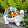 Outdoor Solar LED Turtle Light Succulents Planter Stand Garden Gnomes Statue Ornament Resin Home Terrace Accesorries Decorations