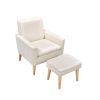 cream white velvet armchair with ottoman