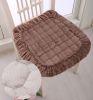 2Pcs Soft Chair Pads With Ties Luxury Brown Flannel Chair Cushions for Kitchen Dining Room Office