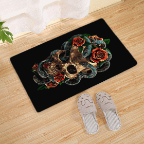 Halloween Flannel Floor Mat Bathroom Toilet Door Non-slop Mats Skull Absorbent Printing Floor Mat (Option: Halloween 210009-40x60)