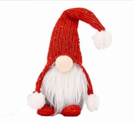 Forest Elderly Knitted Hat Standing Posture Doll Ornaments (Color: Red)