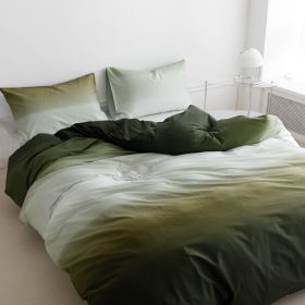 Spring Summer Simple Gradient Series Ins Cotton Four-piece Set (Option: Green-Bed sheet type-1.5m bed 4piece set)