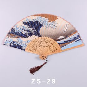 Silk Ladies Folding Fan Bamboo Fan Antique Dancing (Option: ZS 30-ZS 02)