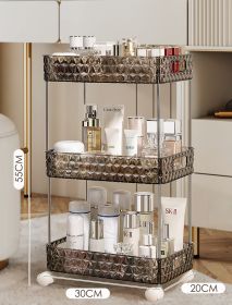 Light Luxury Bathroom Floor Trolley Mobile Toilet Gap Toilet Bathroom Cosmetics Storage Rack (Option: Black Three Layers Wheels)