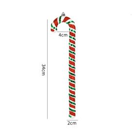 Red White And Green Painted Glitter Crutches Photography Shooting Props Christmas Decorations (Option: 34cm Red White Green 1pc)