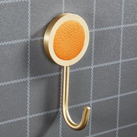 Brass Hat-and-coat Drilling Adhesive Hanging Storage Hook (Option: Orange Cowhide)