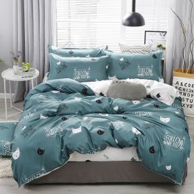 Bedding Four-piece Set Bed Sheet Quilt Cover (Option: Cat Baby Green-150x200 4 Set)