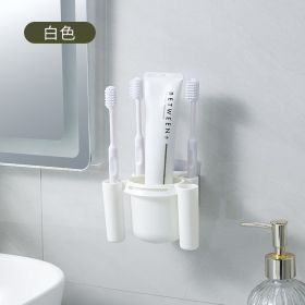 Wall-mounted Bathroom Toothbrush Holder Punch-free Toilet Drain Toothpaste Rack (Color: White)