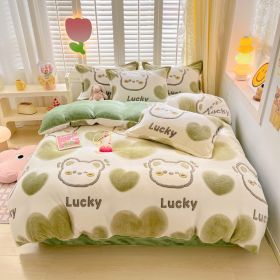 Winter Thickened Fleece Four-piece Set (Option: CY Good Luck Bear-200 X230cm Single Duvet Cover)