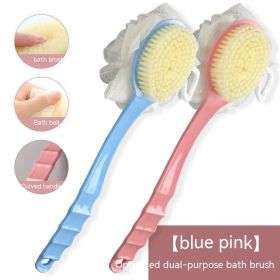 Bath Brush Back Soft Hair Bath Female Bath Brush Back Rub Bath Towel (Option: Blue Pink)