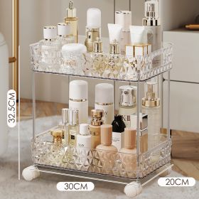 Light Luxury Bathroom Floor Trolley Mobile Toilet Gap Toilet Bathroom Cosmetics Storage Rack (Option: White Double Layer Wheels)