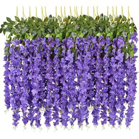 12 Packs Artificial Hanging Plants, Premium Oxidation Resistance Artificial Flower, Artificial Wisteria Plants, Artificial Plants For Home Decor Wall (Color: Purple)