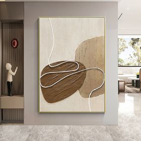 Handmade Oil Painting White and Beige Minimalist Wall Art Oversize Minimalist Painting on Canvas Neutral Textured Painting Brown Wall Decorative Paint (Style: 1, size: 50X70cm)