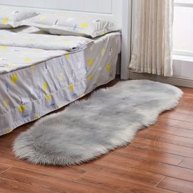 1pc, Wool Carpet Long Fur Carpet Indoor Bedroom Floor Mat 23.62*70.87inch Ripped Shape Acrylic 80% Polyester 20% Suede Fleece Bottom Long Fur Carpet (Color: Grey, size: 23.62*70.87inch)