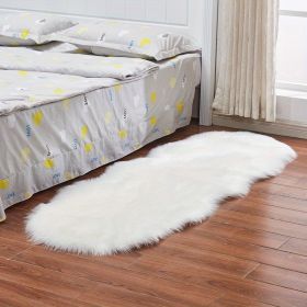 1pc, Wool Carpet Long Fur Carpet Indoor Bedroom Floor Mat 23.62*70.87inch Ripped Shape Acrylic 80% Polyester 20% Suede Fleece Bottom Long Fur Carpet (Color: White, size: 23.62*70.87inch)