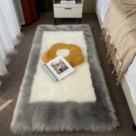 1pc, Soft and Durable Wool Carpet for Bedroom and Bedside - Perfect for Long Hair and Thickened Floor Mat (Color: Gray Edge White Core, size: 23.62*62.99inch)