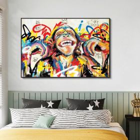 Hand Painted Oil Painting Abstract Portrait Wall Art Hand painted-Laughing Monkey Oil Paintings On Canvas-Hand Made Wall Graffiti-For Home Decoration (Style: 1, size: 100X150cm)