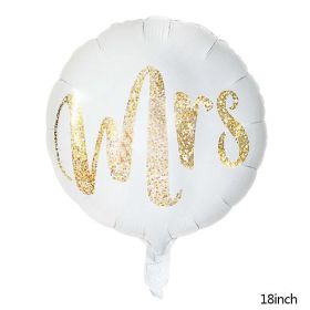 18inch Round White Gold Glitter Print Mr & Mrs LOVE foil Balloons bride to be marriage Wedding Decor Valentine Day Supplies (Color: M03, Ballon Size: 10inch)