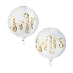 18inch Round White Gold Glitter Print Mr & Mrs LOVE foil Balloons bride to be marriage Wedding Decor Valentine Day Supplies (Color: M02M03, Ballon Size: 10inch)