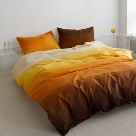 Spring Summer Simple Gradient Series Ins Cotton Four-piece Set (Option: Yellow-Bed sheet type-0.9m threepiece set)