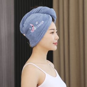 Female Strong Absorbent Quick-drying Towel Thick Coral Fleece Shower Cap (Option: Navy Blue-Double Thickening)