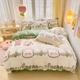 Winter Thickened Fleece Four-piece Set (Option: CY Small Flower Bear-200cm Bed Sheet)