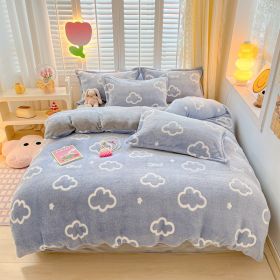 Winter Thickened Fleece Four-piece Set (Option: CY Milk Cloud-120cm Bed Sheet Three Pieces)