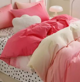 Simple Gradient Color Bed Four Sets Of Cotton Pure Cotton (Option: Rainbow Pink-1.8m bed head 2m)