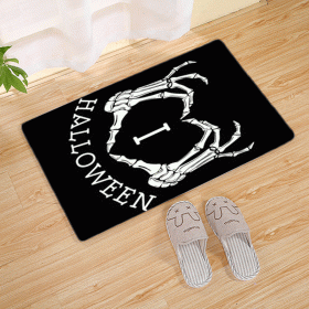 Halloween Flannel Floor Mat Bathroom Toilet Door Non-slop Mats Skull Absorbent Printing Floor Mat (Option: Halloween 210013-40x60)