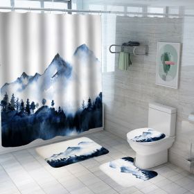 Digital Printing Polyester Bathroom Supplies Chinese Landscape Painting (Option: Yf107-180x200)