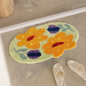 Bathroom Entrance Door Mat Blanket Bathroom Absorbent Floor Mat (Option: Flower Dance Shaped-80 X120cm Imitation Cashmere)